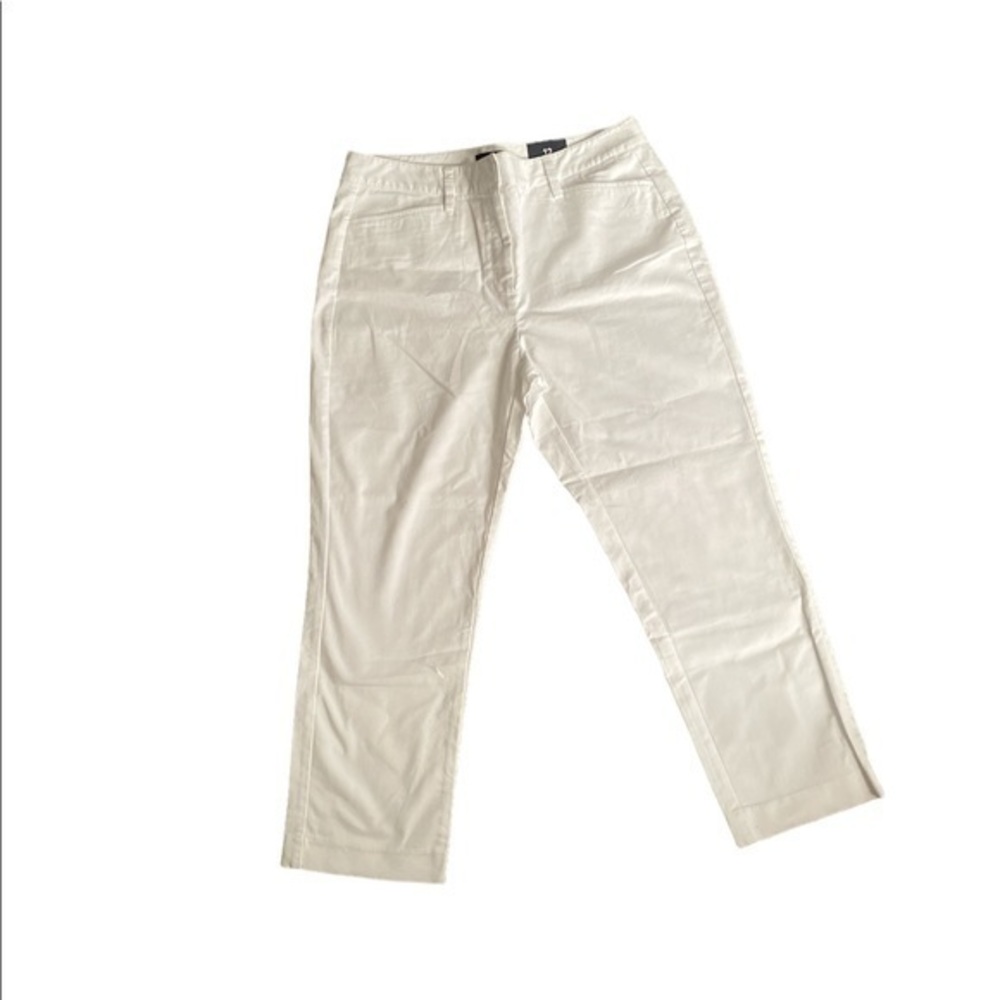 Lands’ End Women's Mid Rise Slim Leg Chino Cropped Pants White Size 12 NEW